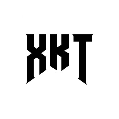 Teknoloji şirketi için XKT harf logosu tasarımı. XKT logo tasarımı siyah ve beyaz renk kombinasyonu. XKT logosu, XKT vektörü, XKT tasarımı, XKT simgesi, XKT alfabesi. XKT tipografi logosu tasarımı