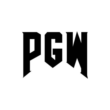 Teknoloji şirketi için PGW harf logosu tasarımı. PGW logo tasarımı siyah beyaz renk kombinasyonu. PGW logosu, PGW vektörü, PGW tasarımı, PGW simgesi, PGW alfabesi. PGW tipografi logosu tasarımı