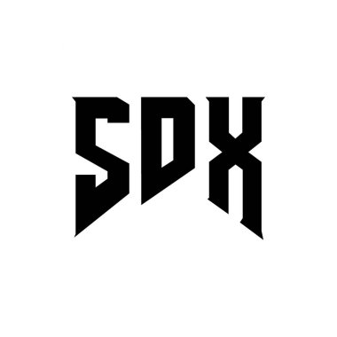 SDX letter logo design for technology company. SDX logo design black and white color combination. SDX logo, SDX vector, SDX design, SDX icon, SDX alphabet. SDX typography logo design clipart