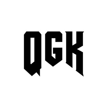 Teknoloji şirketi için QGK harf logosu tasarımı. QGK logo tasarımı siyah ve beyaz renk kombinasyonu. QGK logosu, QGK vektörü, QGK tasarımı, QGK simgesi, QGK alfabesi. QGK tipografi logosu tasarımı