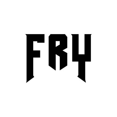 Teknoloji şirketi için FRY mektup logosu tasarımı. FRY logo tasarımı siyah ve beyaz renk kombinasyonu. FRY logosu, FRY vektörü, FRY tasarımı, FRY simgesi, FRY alfabesi. FRY tipografi logosu tasarımı