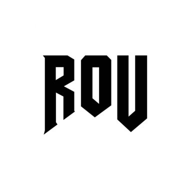 Teknoloji şirketi için ROU mektup logosu tasarımı. ROU logo tasarımı siyah ve beyaz renk kombinasyonu. ROU logosu, ROU vektörü, ROU tasarımı, ROU simgesi, ROU alfabesi. ROU tipografi logosu tasarımı