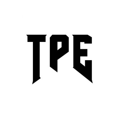 Teknoloji şirketi için TPE mektup logosu tasarımı. TPE logo tasarımı siyah ve beyaz renk kombinasyonu. TPE logosu, TPE vektörü, TPE tasarımı, TPE simgesi, TPE alfabesi. TPE tipografi logosu tasarımı