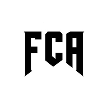 Teknoloji şirketi için FCA mektup logosu tasarımı. FCA logo tasarımı siyah ve beyaz renk kombinasyonu. FCA logosu, FCA vektörü, FCA tasarımı, FCA simgesi, FCA alfabesi. FCA tipografi logosu tasarımı