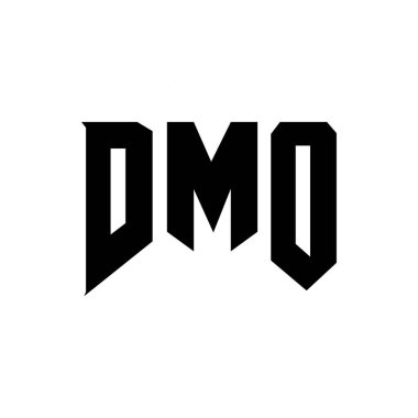 Teknoloji şirketi için DMO harf logosu tasarımı. DMO logo tasarımı siyah-beyaz renk kombinasyonu. DMO logosu, DMO vektörü, DMO tasarımı, DMO simgesi, DMO alfabesi. DMO tipografi logosu tasarımı