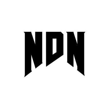 Teknoloji şirketi için NDN harf logosu tasarımı. NDN logo tasarımı siyah ve beyaz renk kombinasyonu. NDN logosu, NDN vektörü, NDN tasarımı, NDN simgesi, NDN alfabesi. NDN tipografi logosu tasarımı