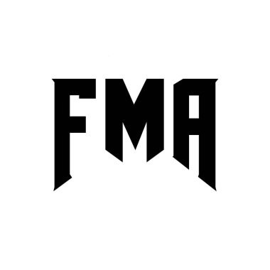 Teknoloji şirketi için FMA mektup logosu tasarımı. FMA logo tasarımı siyah-beyaz renk kombinasyonu. FMA logosu, FMA vektörü, FMA tasarımı, FMA simgesi, FMA alfabesi. FMA tipografi logosu tasarımı