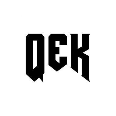 QEK teknoloji şirketi için harf logosu tasarımı. QEK logo tasarımı siyah ve beyaz renk kombinasyonu. QEK logosu, QEK vektörü, QEK tasarımı, QEK simgesi, QEK alfabesi. QEK tipografi logosu tasarımı