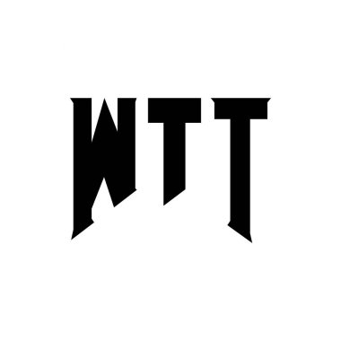 Teknoloji şirketi için WTT mektup logosu tasarımı. WTT logosu siyah ve beyaz renk kombinasyonu tasarladı. WTT logosu, WTT vektörü, WTT tasarımı, WTT simgesi, WTT alfabesi. WTT tipografi logosu tasarımı
