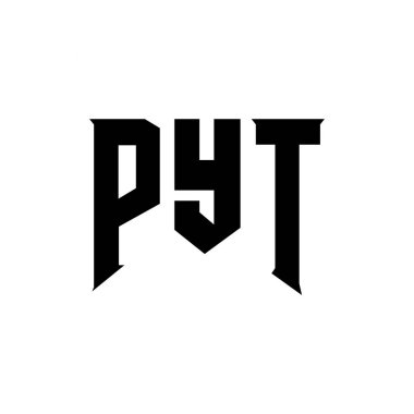 Teknoloji şirketi için PYT harf logosu tasarımı. PYT logo tasarımı siyah ve beyaz renk kombinasyonu. PYT logosu, PYT vektörü, PYT tasarımı, PYT simgesi, PYT alfabesi. PYT tipografi logosu tasarımı