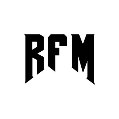 RFM letter logo design for technology company. RFM logo design black and white color combination. RFM logo, RFM vector, RFM design, RFM icon, RFM alphabet. RFM typography logo design clipart