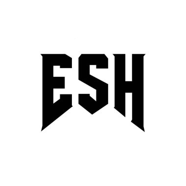 Teknoloji şirketi için ESH mektup logosu tasarımı. ESH logosu siyah ve beyaz renk kombinasyonu tasarladı. ESH logosu, ESH vektörü, ESH dizaynı, ESH simgesi, ESH alfabesi. ESH tipografi logosu tasarımı
