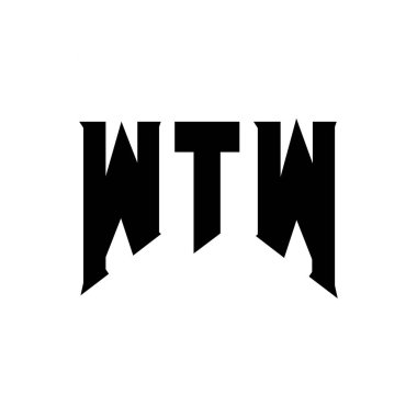 Teknoloji şirketi için WTW harf logosu tasarımı. WTW logo tasarımı siyah ve beyaz renk kombinasyonu. WTW logosu, WTW vektörü, WTW tasarımı, WTW simgesi, WTW alfabesi. WTW tipografi logosu tasarımı