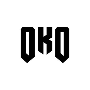 Teknoloji şirketi için OKO harf logosu tasarımı. OKO logo tasarımı siyah ve beyaz renk kombinasyonu. OKO logosu, OKO vektörü, OKO tasarımı, OKO simgesi, OKO alfabesi. OKO tipografi logosu tasarımı