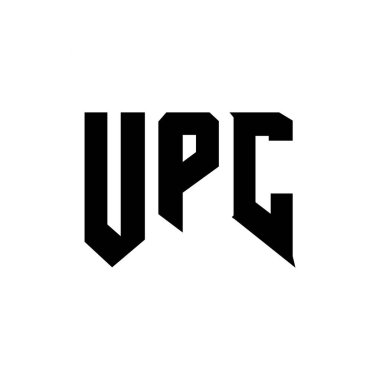 Teknoloji şirketi için UPC mektup logosu tasarımı. UPC logo tasarımı siyah ve beyaz renk kombinasyonu. UPC logosu, UPC vektörü, UPC tasarımı, UPC simgesi, UPC alfabesi. UPC tipografi logosu tasarımı