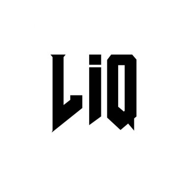 Teknoloji şirketi için LIQ mektup logosu tasarımı. LIQ logo tasarımı siyah ve beyaz renk kombinasyonu. LIQ logosu, LIQ vektörü, LIQ tasarımı, LIQ simgesi, LIQ alfabesi. LIQ tipografi logosu tasarımı