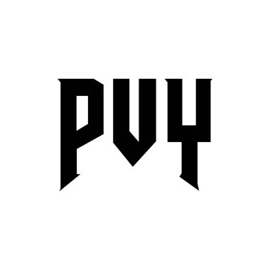 Teknoloji şirketi için PVY harf logosu tasarımı. PVY logo tasarımı siyah beyaz renk kombinasyonu. PVY logosu, PVY vektörü, PVY tasarımı, PVY simgesi, PVY alfabesi. PVY tipografi logosu tasarımı