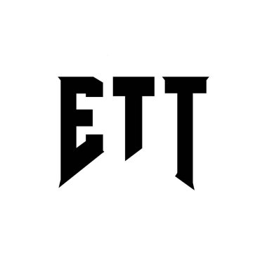 Teknoloji şirketi için ETT mektup logosu tasarımı. ETT logo tasarımı siyah ve beyaz renk kombinasyonu. ETT logosu, ETT vektörü, ETT tasarımı, ETT simgesi, ETT alfabesi. ETT tipografi logosu tasarımı