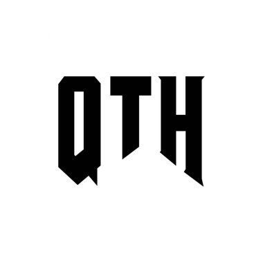 Teknoloji şirketi için QTH harfli logo tasarımı. QTH logo tasarımı siyah ve beyaz renk kombinasyonu. QTH logosu, QTH vektörü, QTH tasarımı, QTH simgesi, QTH alfabesi. QTH tipografi logosu tasarımı