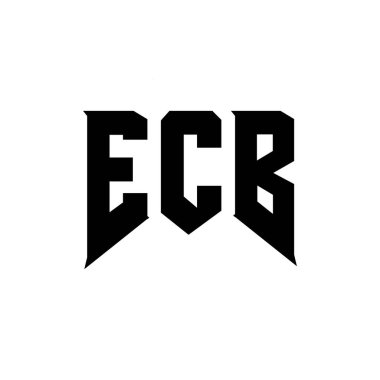Teknoloji şirketi için ECB harf logosu tasarımı. ECB logo tasarımı siyah ve beyaz renk kombinasyonu. ECB logosu, ECB vektörü, ECB tasarımı, ECB simgesi, ECB alfabesi. ECB tipografi logosu tasarımı