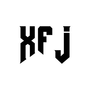 Teknoloji şirketi için XFJ harf logosu tasarımı. XFJ logo tasarımı siyah ve beyaz renk kombinasyonu. XFJ logosu, XFJ vektörü, XFJ tasarımı, XFJ simgesi, XFJ alfabesi. XFJ tipografi logo tasarımı