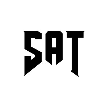 Teknoloji şirketi için SAT mektup logosu tasarımı. SAT logosu siyah-beyaz renk kombinasyonu tasarladı. SAT logosu, SAT vektörü, SAT dizaynı, SAT simgesi, SAT alfabesi. SAT tipografi logosu tasarımı
