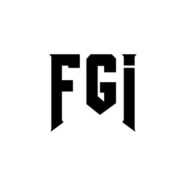Teknoloji şirketi için FGI harf logosu tasarımı. FGI logo tasarımı siyah ve beyaz renk kombinasyonu. FGI logosu, FGI vektörü, FGI tasarımı, FGI simgesi, FGI alfabesi. FGI tipografi logosu tasarımı