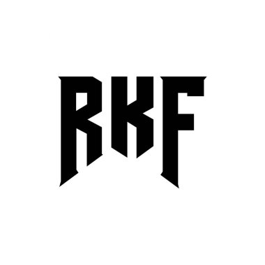 Teknoloji şirketi için RKF mektup logosu tasarımı. RKF logo tasarımı siyah ve beyaz renk kombinasyonu. RKF logosu, RKF vektörü, RKF tasarımı, RKF simgesi, RKF alfabesi. RKF tipografi logosu tasarımı