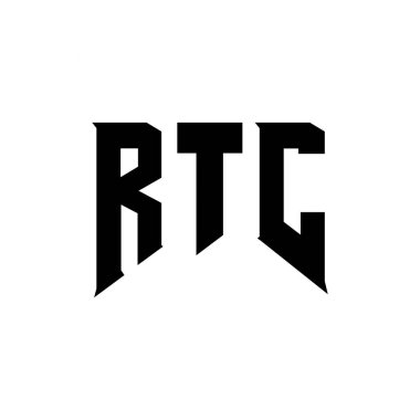 Teknoloji şirketi için RTC mektup logosu tasarımı. RTC logo tasarımı siyah ve beyaz renk kombinasyonu. RTC logosu, RTC vektörü, RTC tasarımı, RTC simgesi, RTC alfabesi. RTC tipografi logosu tasarımı