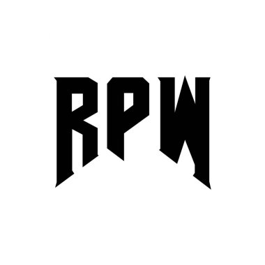 Teknoloji şirketi için RPW harf logosu tasarımı. RPW logo tasarımı siyah ve beyaz renk kombinasyonu. RPW logosu, RPW vektörü, RPW tasarımı, RPW simgesi, RPW alfabesi. RPW tipografi logosu tasarımı