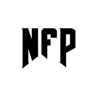 Teknoloji şirketi için NFP mektup logosu tasarımı. NFP logo tasarımı siyah ve beyaz renk kombinasyonu. NFP logosu, NFP vektörü, NFP tasarımı, NFP simgesi, NFP alfabesi. NFP tipografi logosu tasarımı