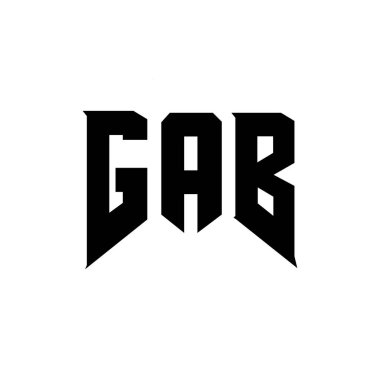 Teknoloji şirketi için GAB harf logosu tasarımı. GAB logo tasarımı siyah-beyaz renk kombinasyonu. GAB logosu, GAB vektörü, GAB tasarımı, GAB simgesi, GAB alfabesi. GAB tipografi logosu tasarımı