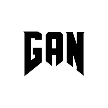 Teknoloji şirketi için GAN mektup logosu tasarımı. GAN logo tasarımı siyah ve beyaz renk kombinasyonu. GAN logosu, GAN vektörü, GAN tasarımı, GAN simgesi, GAN alfabesi. GAN tipografi logosu tasarımı