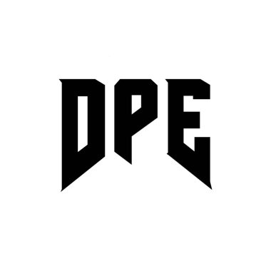 Teknoloji şirketi için DPE mektup logosu tasarımı. DPE logo tasarımı siyah ve beyaz renk kombinasyonu. DPE logosu, DPE vektörü, DPE tasarımı, DPE simgesi, DPE alfabesi. DPE tipografi logosu tasarımı