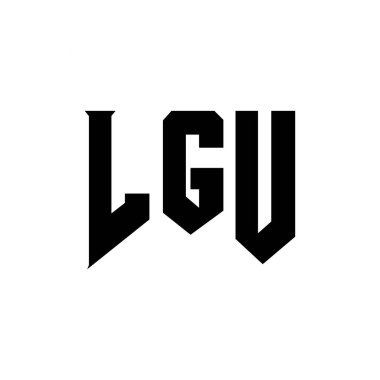 LGU letter logo design for technology company. LGU logo design black and white color combination. LGU logo, LGU vector, LGU design, LGU icon, LGU alphabet. LGU typography logo design clipart