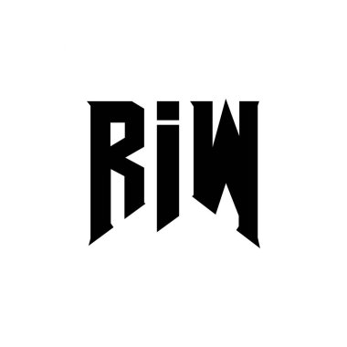 Teknoloji şirketi için RIW mektup logosu tasarımı. RIW logo tasarımı siyah ve beyaz renk kombinasyonu. RIW logosu, RIW vektörü, RIW tasarımı, RIW simgesi, RIW alfabesi. RIW tipografi logosu tasarımı