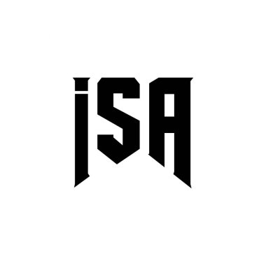 Teknoloji şirketi için ISA mektup logosu tasarımı. ISA logo tasarımı siyah-beyaz renk kombinasyonu. ISA logosu, ISA vektörü, ISA tasarımı, ISA simgesi, ISA alfabesi. ISA tipografi logosu tasarımı