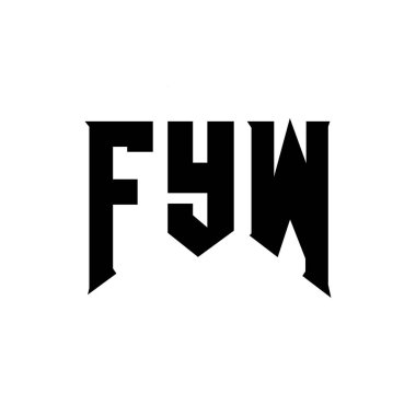 Teknoloji şirketi için FYW mektup logosu tasarımı. FYW logo tasarımı siyah ve beyaz renk kombinasyonu. FYW logosu, FYW vektörü, FYW tasarımı, FYW simgesi, FYW alfabesi. FYW tipografi logosu tasarımı