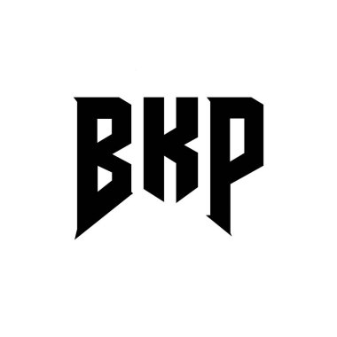 BKP letter logo design for technology company. BKP logo design black and white color combination. BKP logo, BKP vector, BKP design, BKP icon, BKP alphabet. BKP typography logo design. clipart