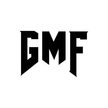 Teknoloji şirketi için GMF mektup logosu tasarımı. GMF logo tasarımı siyah ve beyaz renk kombinasyonu. GMF logosu, GMF vektörü, GMF tasarımı, GMF simgesi, GMF alfabesi. GMF tipografi logo tasarımı