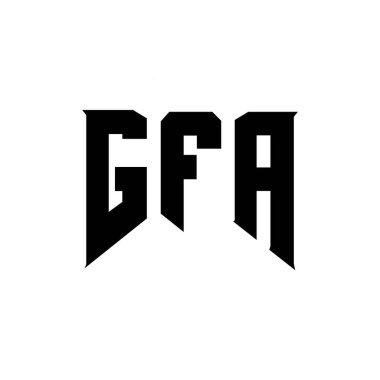 GFA letter logo design for technology company. GFA logo design black and white color combination. GFA logo, GFA vector, GFA design, GFA icon, GFA alphabet. GFA typography logo design clipart