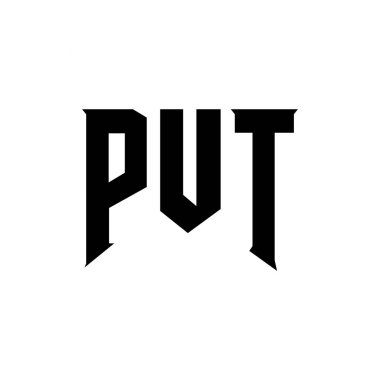 Teknoloji şirketi için PUT mektup logosu tasarımı. PUT logo tasarımı siyah ve beyaz renk kombinasyonu. PUT logosu, PUT vektörü, PUT tasarımı, PUT simgesi, PUT alfabesi. PUT tipografi logosu tasarımı