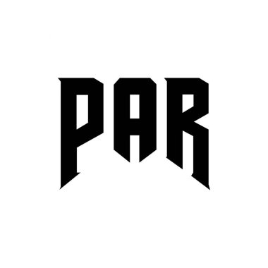 Teknoloji şirketi için PAR harf logosu tasarımı. PAR logo tasarımı siyah ve beyaz renk kombinasyonu. PAR logosu, PAR vektörü, PAR tasarımı, PAR simgesi, PAR alfabesi. PAR tipografi logosu tasarımı
