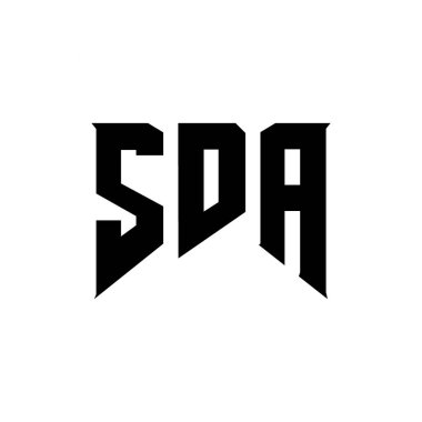 SDA letter logo design for technology company. SDA logo design black and white color combination. SDA logo, SDA vector, SDA design, SDA icon, SDA alphabet. SDA typography logo design clipart