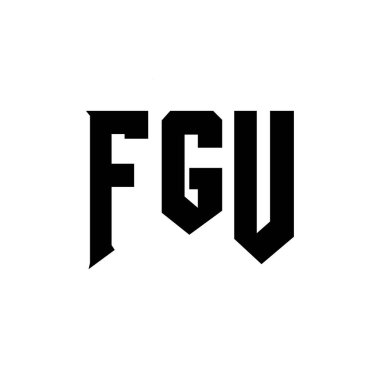 Teknoloji şirketi için FGU mektup logosu tasarımı. FGU logo tasarımı siyah-beyaz renk kombinasyonu. FGU logosu, FGU vektörü, FGU dizaynı, FGU simgesi, FGU alfabesi. FGU tipografi logosu tasarımı