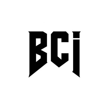 BCI letter logo design for technology company. BCI logo design black and white color combination. BCI logo, BCI vector, BCI design, BCI icon, BCI alphabet. BCI typography logo design. clipart