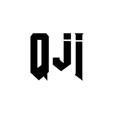 Teknoloji şirketi için QJI harf logosu tasarımı. QJI logo tasarımı siyah ve beyaz renk kombinasyonu. QJI logosu, QJI vektörü, QJI tasarımı, QJI simgesi, QJI alfabesi. QJI tipografi logosu tasarımı