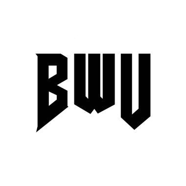 Teknoloji şirketi için BWU mektup logosu tasarımı. BWU logo tasarımı siyah-beyaz renk kombinasyonu. BWU logosu, BWU vektörü, BWU tasarımı, BWU simgesi, BWU alfabesi. BWU tipografi logosu tasarımı.