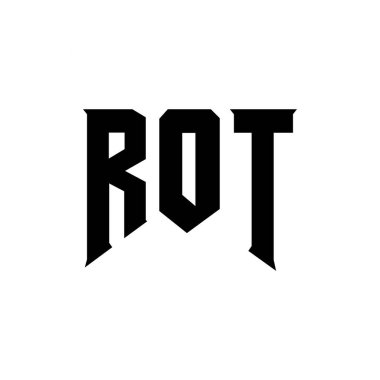 Teknoloji şirketi için ROT harf logosu tasarımı. ROT logosu siyah ve beyaz renk kombinasyonu tasarladı. ROT logosu, ROT vektörü, ROT tasarımı, ROT simgesi, ROT alfabesi. ROT tipografi logosu tasarımı