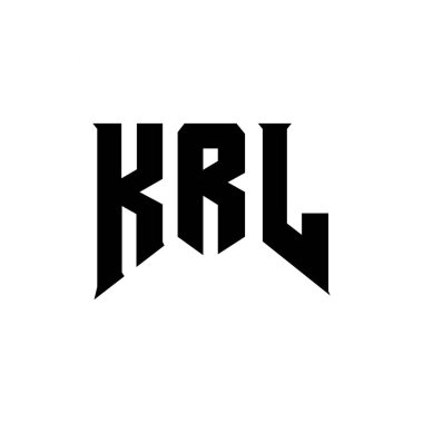 Teknoloji şirketi için KRL harf logosu tasarımı. KRL logo tasarımı siyah ve beyaz renk kombinasyonu. KRL logosu, KRL vektörü, KRL tasarımı, KRL simgesi, KRL alfabesi. KRL tipografi logo tasarımı